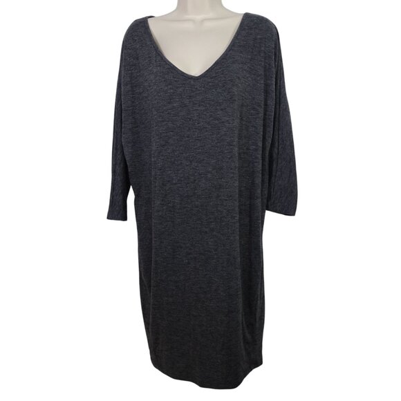Old Navy Dark Heather Gray V-Neck Dolman Long Sleeve Knit Dress Women Size M - Picture 1 of 11